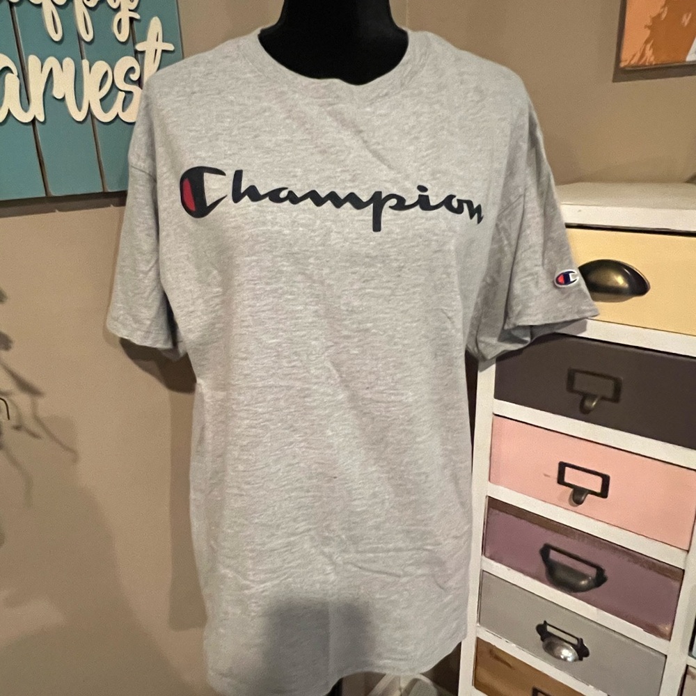 Champion Men's Light Gray Short Sleeve Tee